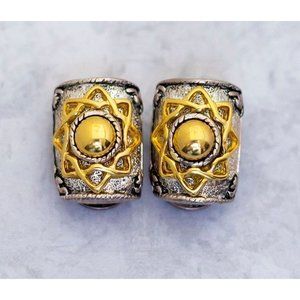 Vintage Gold Silver Tone Star Pierce Stud Earrings - CF1